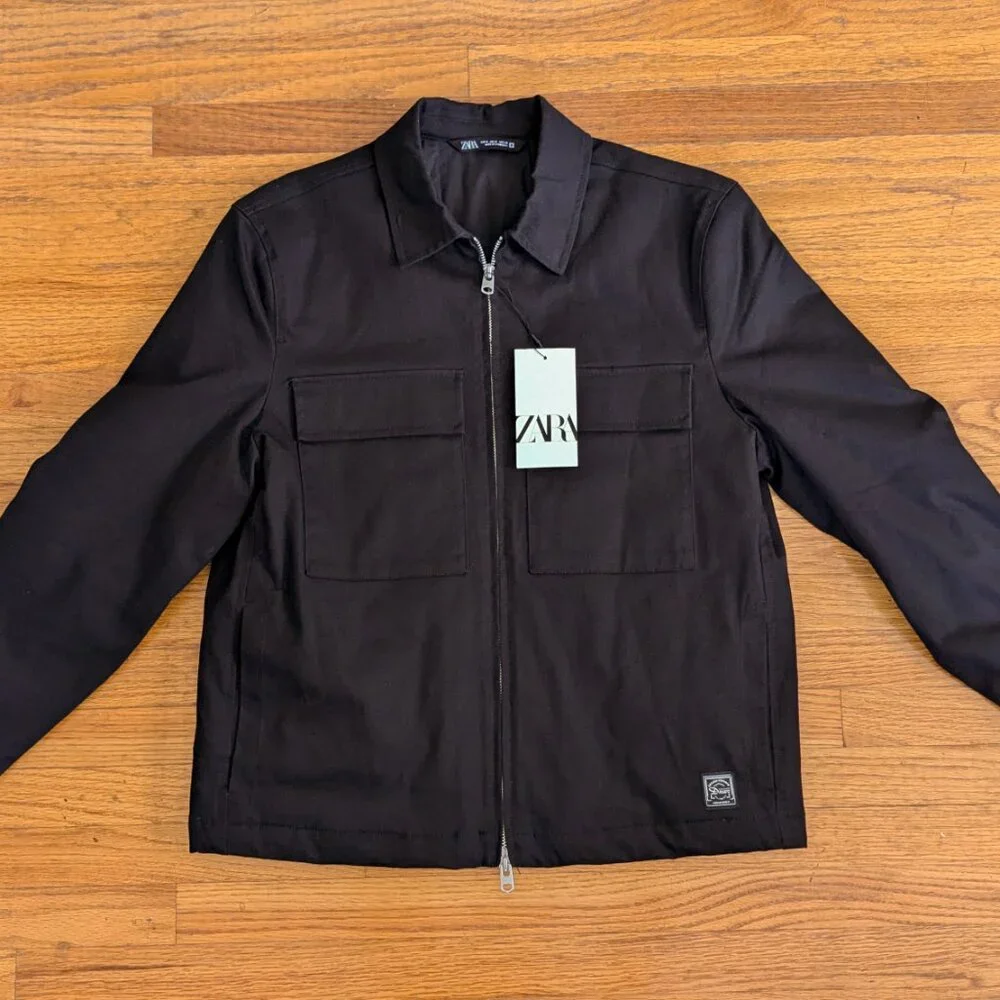 Zara // Pocket Overshirt // Black // S
